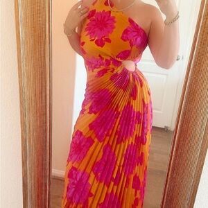 Vibrant Floral Halter Maxi Dress